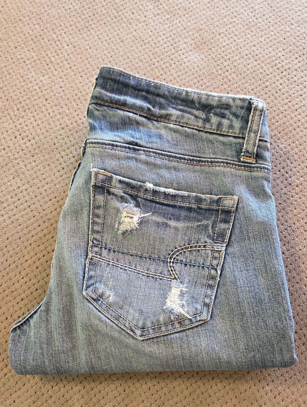 Vintage Y2K American Eagle Skinny 77 Distressed Low Rise Jeans Size 2 Regular